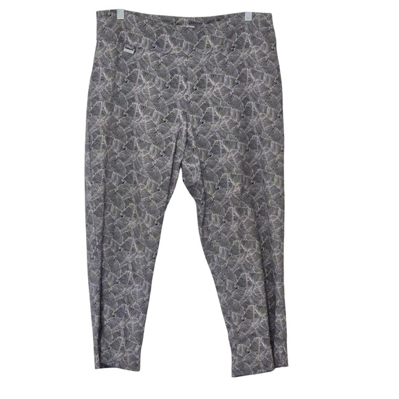 Peck & Peck Women's Navy Blue & White Leaf Print Ankle Pants Size 12 - Picture 1 of 7